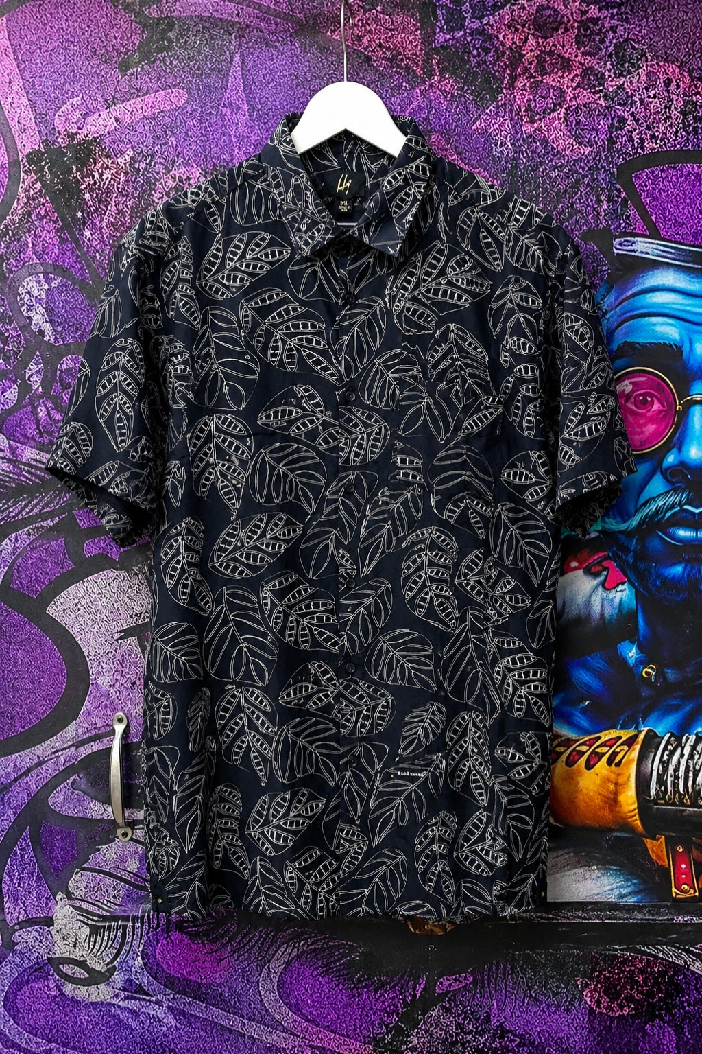 Plus size men's twilight violet rayon printed half sleeve shirt in sizes 3XL to 5XL by TheBrandSpot