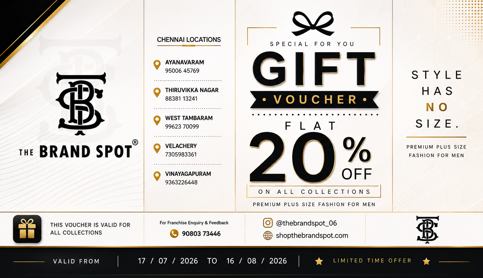 The Brand Spot ₹100 Gift Voucher with Flat 20% OFF on All Collections